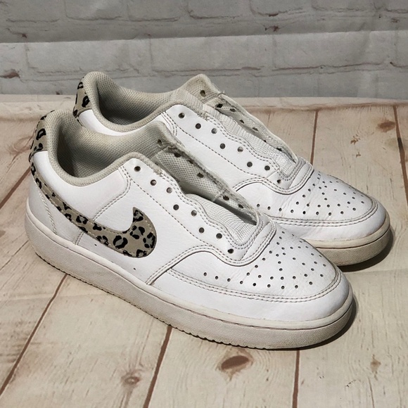 Nike Shoes - Nike Court Vision Low White leopard swoosh (DD9665 100)  Women’s Size 6